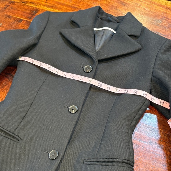 COS Black Long Wool Blend Button Front Dress Coat size 2 - Picture 11 of 13